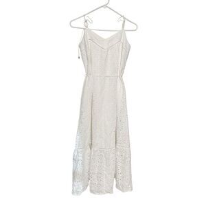 Kivari Women’s Faye Tiered Eyelet Midi Dress - White, New, Size 4